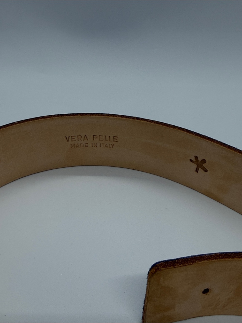 Vera Pelle Navy Leather Belt with Silver Buckle and Natural Lining - Picture 5 of 6